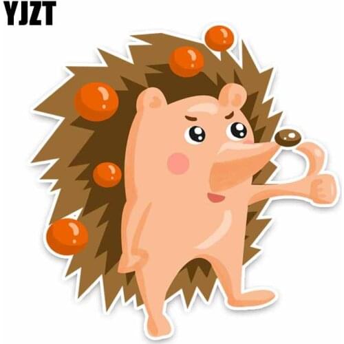 YJZT 15CM*14.6CM Funny Animal Hedgehog PVC High-quality Car Sticker C29-0164