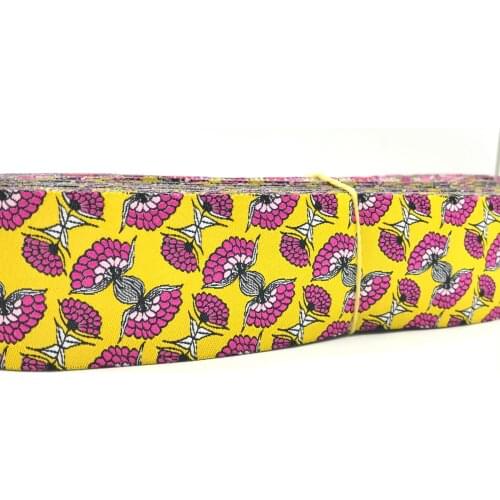 1-1/2'' 38mm-22mm Splendid Spring Flower Yellow Tone Black Tone European Jacquard Ribbon