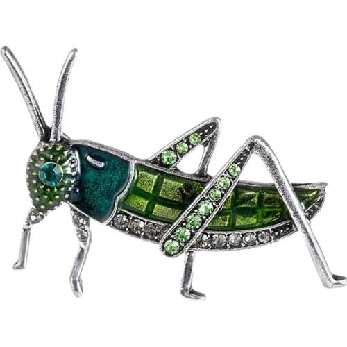 Women Locust Grasshopper Rhinestone Inlaid Insect Brooch Pin Bag Jacket Decor