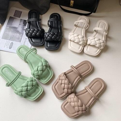 Miaoguan Women Flats Platform Sandals 2021 New Summer Rome Slides Shoes Slippers Fashion Braided Zapatillas Mujer Sapato Feminin