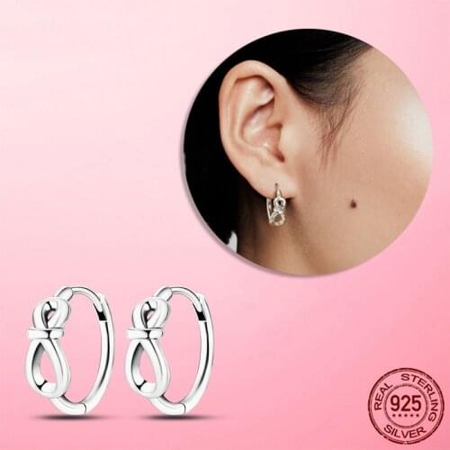 2020 New 925 Sterling Silver Infinity Knot Hoop Earrings For Women Girl Wife Gift Silver S925 Original Fashion Jewelry