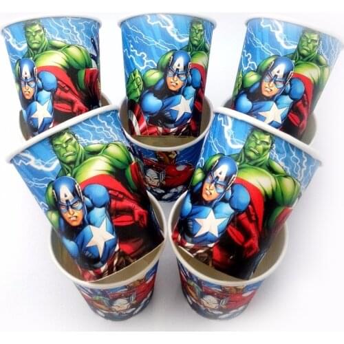 10Pcs The Avengers Party Supplie Birthday Party Decoration Superhero Hulk Ironman Disposable Paper Cup For Baby Shower Favor