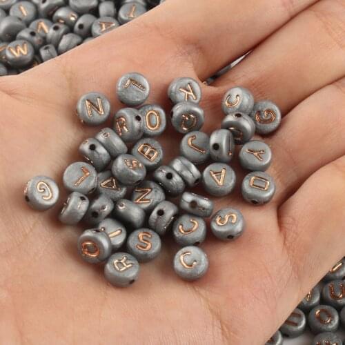 200/400/600PCs Mixed Gray and Rose gold Acrylic Alphabet/Letter Round Beads For Jewelry Making diy Handmade Bracelet Necklace