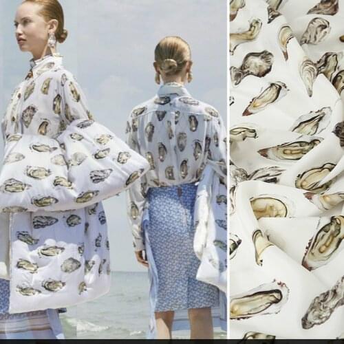 50x140 cm brand new fashion show pearl shell printing handmade DIY clothing polyester fabric cloth for dress alibaba express
