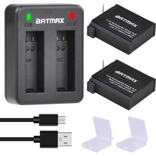 Batmax 2pcs AHDBT-401 AHDBT 401 for Gopro Hero 4 Rechargeable Battery +Dual Charger Port Home for Gopro Hero4 HD Camera P0019279