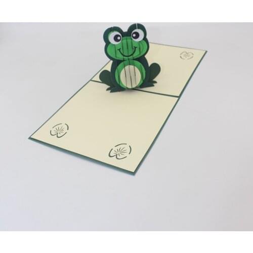 3D Handmade Cartoon Frog Prince Paper Invitation Greeting Card PostCard Student Childrens Day Kids Birthday Party Friend Gift