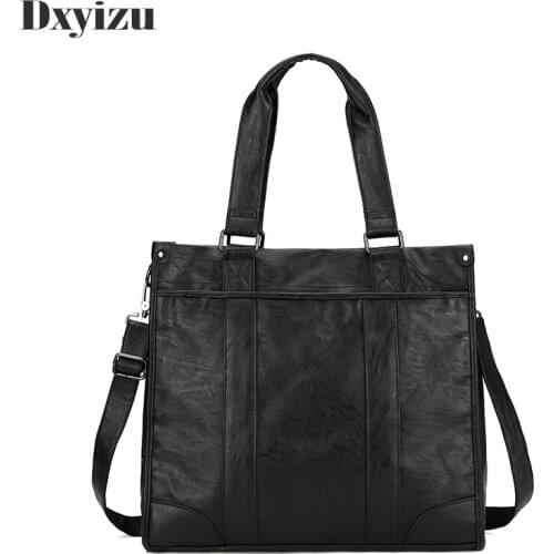 Black Men Briefcase Laptop Bags PU Leather Handbags Business Mens Office Bags Masculina