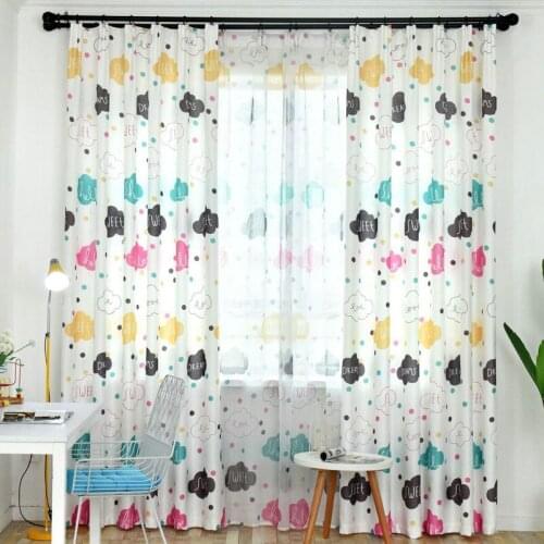 Colorful Cartoon Clouds Pattern Curtains Home Decoration For Living Room Bedroom Nordic Window Organza Fabrics For Tulle Curtain