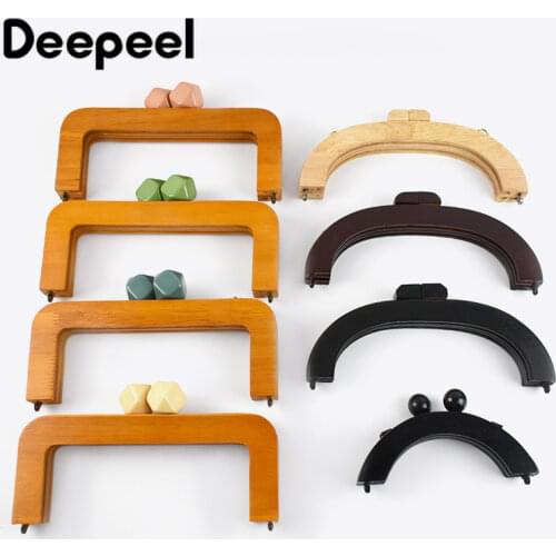 1Pc 14/20/30cm Bag Wood Handle Wooden Bags Closure Kiss Clasp Purse Frames Lock Buckles Handles DIY Sewing Brackets Accessories