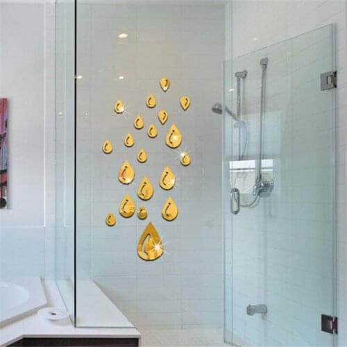 DIY Raindrop Design Acrylic Mirror Effect Sticker Wall Sticker Mirror Surface Wall Stickers Home Decoration 3 Colors
