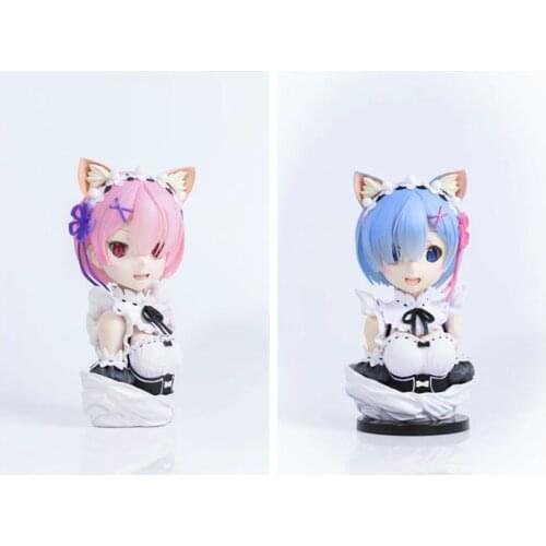 Anime Re:ZERO Starting Life In Another World Rem Ram Cat Ear Head Bust Portrait Figure PVC Action Figurine Model toy doll gift