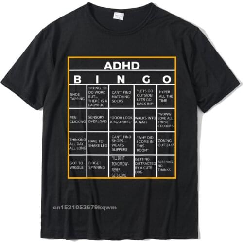 Autism Mental Health Awareness Day ADHD Bingo Funny Gift T-Shirt Tees Rife Printed On Cotton Men T Shirt Printed On