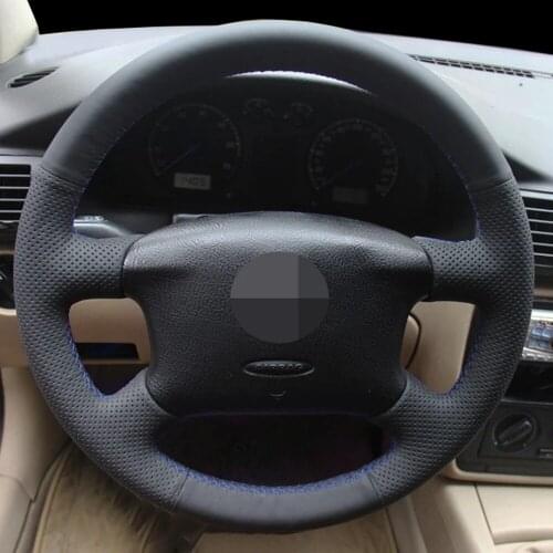 DIY Black Faux Leather Car Steering Wheel Cover For Volkswagen VW Passat B5 1996-2015 Seat Leon 1999-2015 Polo 1999-2015