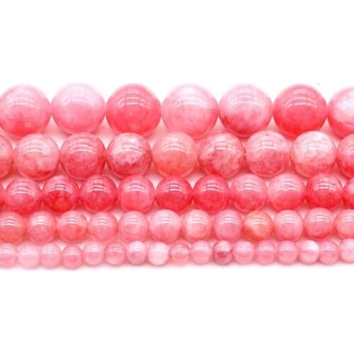 4mm 6mm 8mm 10mm 12mm Light Red Pink Angelite Quartzs Stone Round Beads for Jewelry Making Bracelet Necklace Earring