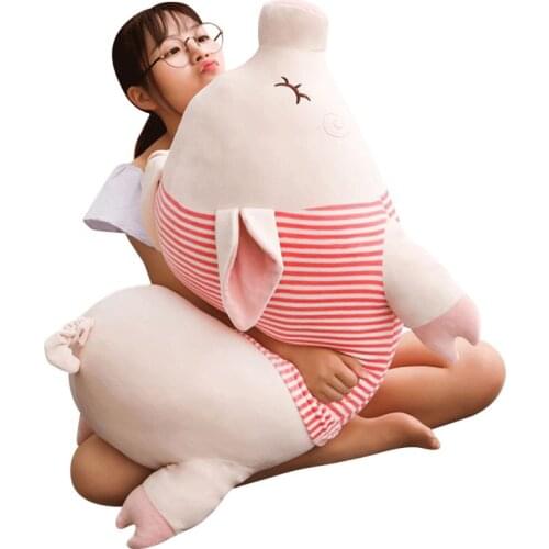 Kawaii pig doll plush toy funny pillow doll cute fat pink pig sleeping holding doll for girl gift 39inch 100cm DY50455