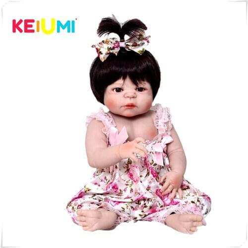KEIUMI 19 Inch Lifelike Reborn Baby Girl Dolls Full Body Silicone Vinyl Lovely Princess Reborn Dolls For Kids Birthday Gift