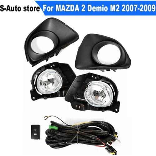 Car Front Bumper Fog Light Set Fog Lamp With Halogen H11 Wiring Switch Harness Set For MAZDA 2 Demio M2 2007 2008 2009