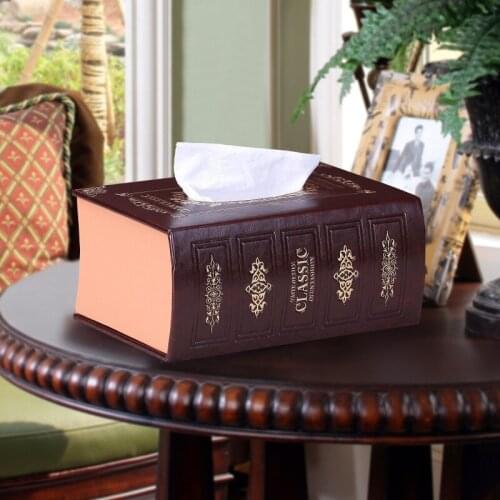 European style retro tissue box creative car leather box old book storage box paper crafts Art wet wipes box