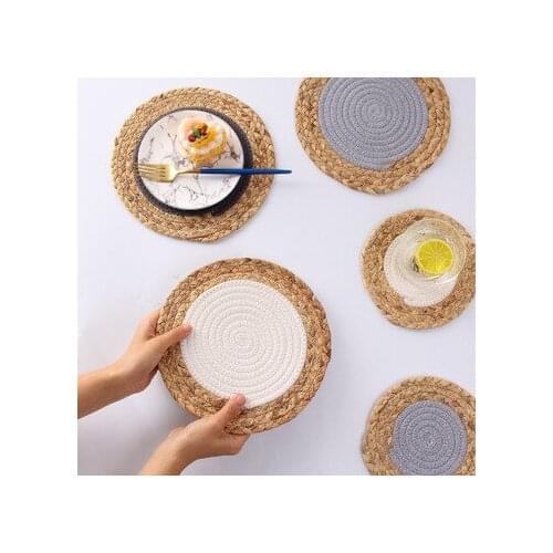 Japanese straw cotton cord double eat mat durable insulation pad hand-woven doily pan kitchen table MATS