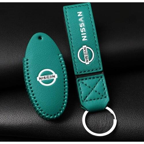 Top Layer Leather Car Key Cover Case For Nissan Sylphy Qashqai juke leaf j11 10 tiida versa x-trail Infiniti colorful keychain