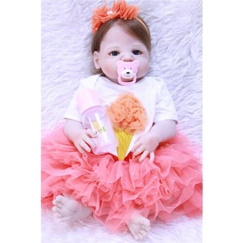 55cm Full Silicone Body Reborn Baby Doll Toy 22inch Newborn reborn bebe modeling reborn Toy Girls Bonecas Xmas Gift doll