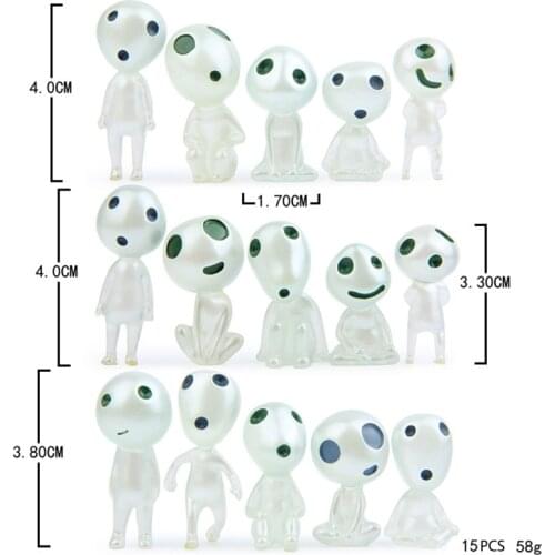 Hot Princess Mononoke Glow in Dark Ghibli Mini Figures Kodamas Luminous Elf Tree Man Dolls Set Noctilucous Figurines Kids Toys