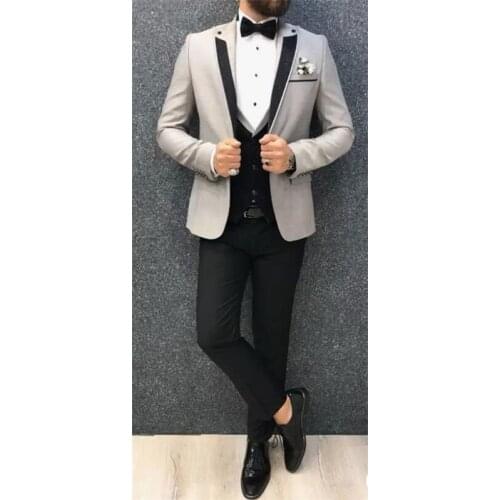 2020 Custom Made Slim Fit Men Suits 3 Piece Two PCs Groomsmen Wedding Tuxedos For Men Shawl Lapel Formal Prom Suit (Jacket+Pant)