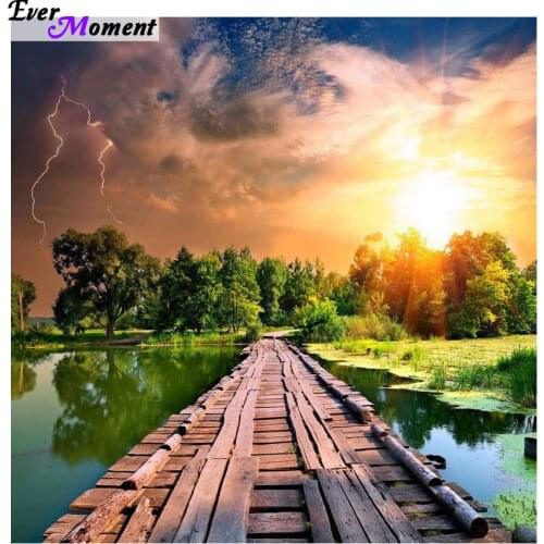 Ever Moment Diy Diamond Painting 3D Sets For Diamond Embroidery Diamond Mosaic Needlework Handmade Sunset Pier ASF404