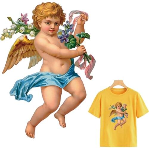 Angel Patches For Clothing Girl Boy Stickers Hot Tear T-Shirt Dresses Diy New Design Thermal Transfer Iron On Patch