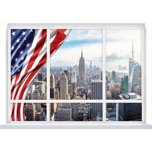 New York city view 3d fake window mural Manhattan scenery vinyl wall stickers home decoration occident style wallpaper 70*50cm