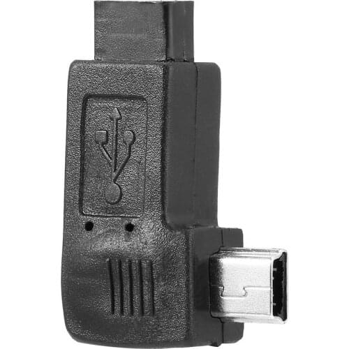 Wholesale 1pc USB Micro 5Pin Female to Mini 5Pin Male 90 Degree Angle right Adapter Converter Terminals