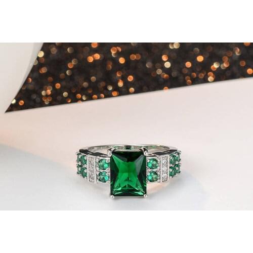 The Perfect Gift For Your Girlfriend Green Fashion Zircon Pop Silver color Ring Superb Electroplating And Polishing Proces