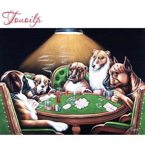 Full square&round diamonds diamond embroidery Dog playing cards diamond painting cross stitch rhinestone mosaic decoration gift