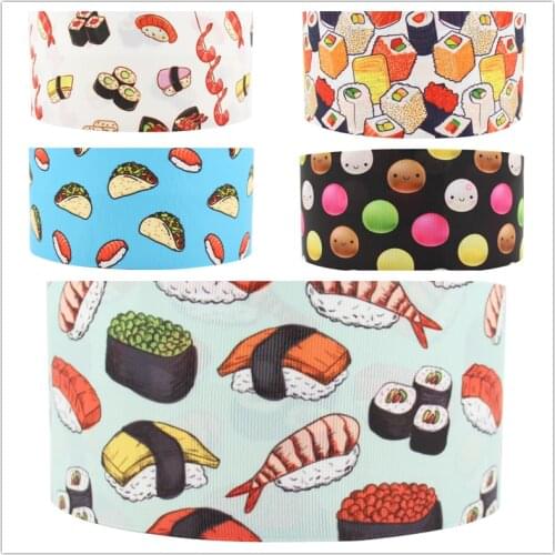 Q&N ribbon Sushi cartoon Grosgrain/FOE Ribbons Making Hair Bows Wedding Decorative Gift Box Wrapping DIY Crafts