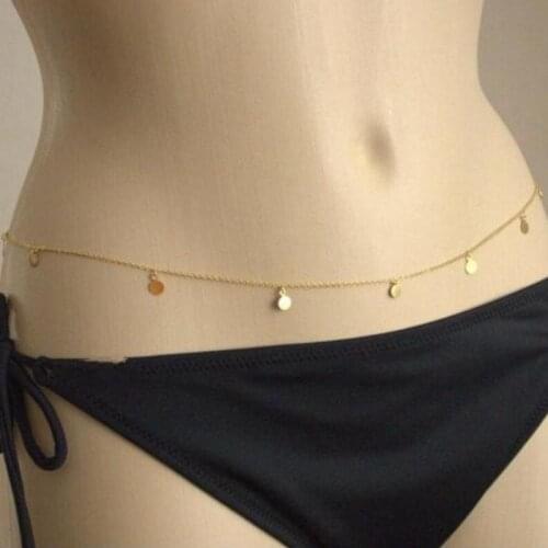 Sexy Body Chain Sequin Simple Gold Coin Belly Chain For Women Bikini Chain Waist Bodychain Body Brach Jewelry Bijoux