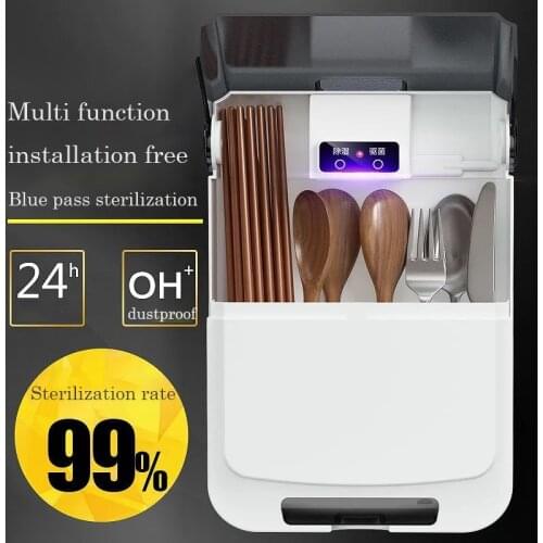 Sterilized Chopsticks Tube Household Multifunctional Drain Wall Mounted Non Perforated Kitchen Tableware Storage Box with Cover