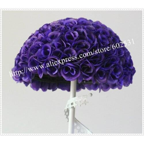 SPR Free shipping-40cm wedding silk kissing ball purple-plastic inner pomander kissing ball-1pcs