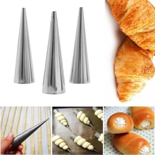 5 Pcs Baking Cones Stainless Steel Spiral Croissant Tubes Horn Bread Pastry making Cake Mold Kitchen Baking Supplies 14cm 9cm