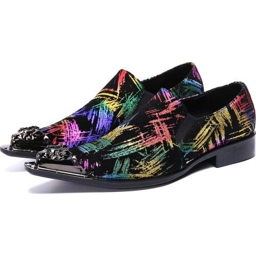 Zapatilla Hombre Mixed Color Classic Oxford Shoes For Men Formal Shoes Iron Toe Genuine Leather Slip On Wedding Party Shoes