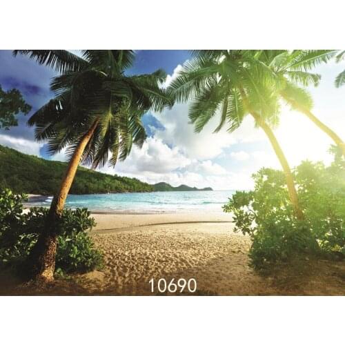 Photographic Backgrounds Baby Holiday Beach Palm Tree Printed Photo Backdrops Vinyl Cloth For Photo Studio Fundo Fotografia
