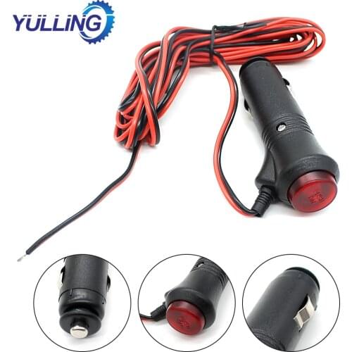 YULLING 3Meter Car Cigarette Lighter Power Male Socket/Plug/Connector LED Switch 12V 24V For Motorcycle Electric ATV Boat
