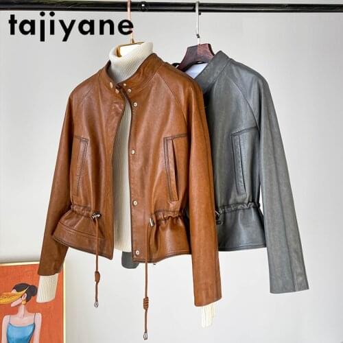 Tajiyane 100% Sheepskin Leather Jacket for Women Ladies Female Autumn Short Slim Coat 2021 Fashion Pocket Clothes Chaqueta HLY50