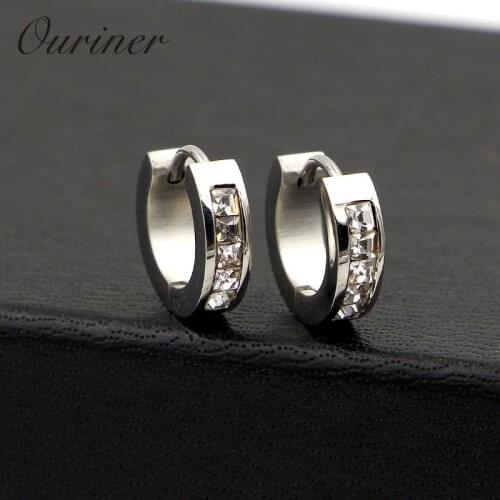 Women Earrings Charm Jewelry Stainless Steel Personality Geometry Crystal Earrings Colorful CZ Crystal Jewelry Earrings Love 005