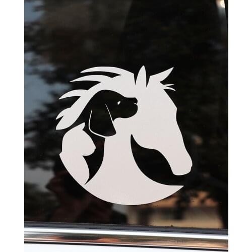 ZTTZDY 16.3*16.8CM Car Sticker Horses Dogs Cats Styling Decal Vinyl Black/Silver ZJ4-0099