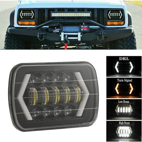 1Pcs 7x6 5X7 7in LED Hi/Lo Beam Headlight For Cherokee XJ Wrangler Hilux 88-97