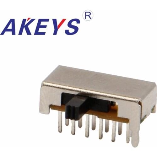 10PCS SK-24D02 2P4T Double pole four throw handle heights 4.0mm slide switch side insert 12 pin with 2 fixed pin