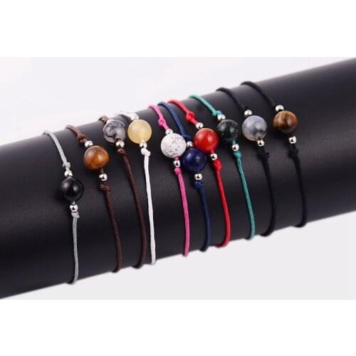 12pcs/lot charm stone bracelets adjustable red thread string beads bracelet for women handmade jewelry gift for girlfriends mom