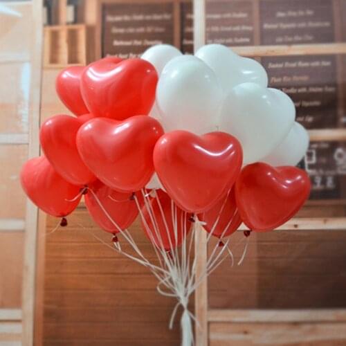 20pcs Red White Pink Love Heart Shaped Latex Balloons Wedding Helium Valentines Day Gifts Birthday Party Inflatable Balloons