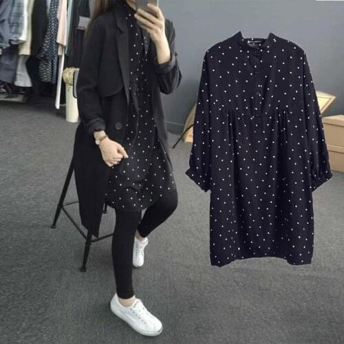 2018 New Brand Spring Maternity Dress Woman Casual Dot Large Size Dresses Pregnant Woman Large Clothes MD-00325