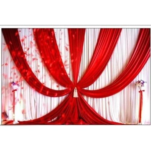 3m High x6m Wide Wedding Backdrop with Swags Event and Party Fabric Beautiful Wedding Backdrop Curtains including middle Red